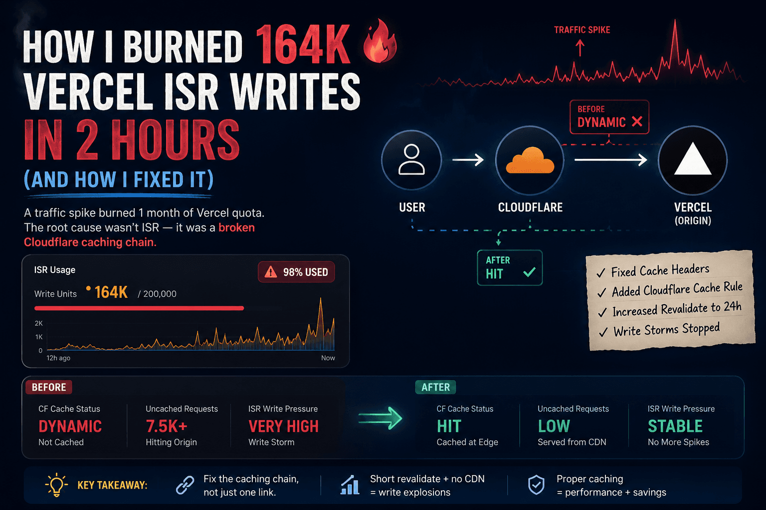 How I Burned 164K Vercel ISR Writes in 2 Hours